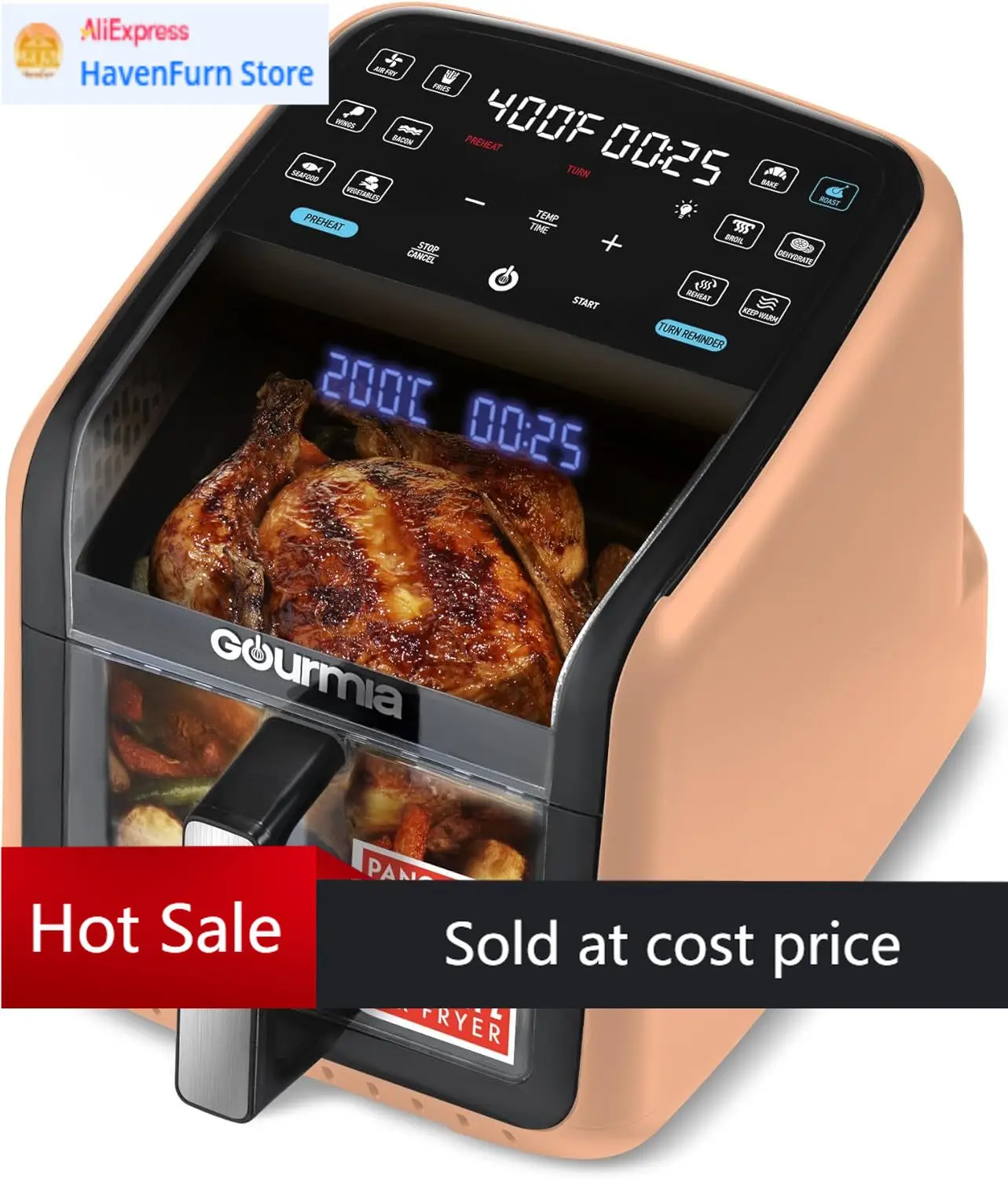 

Аэрофритюрница Gourmia 7 QT - с панорамным окном и внутренней подсветкой, 12 предустановленных программ с управлением одной кнопкой, для легкого приготовления.