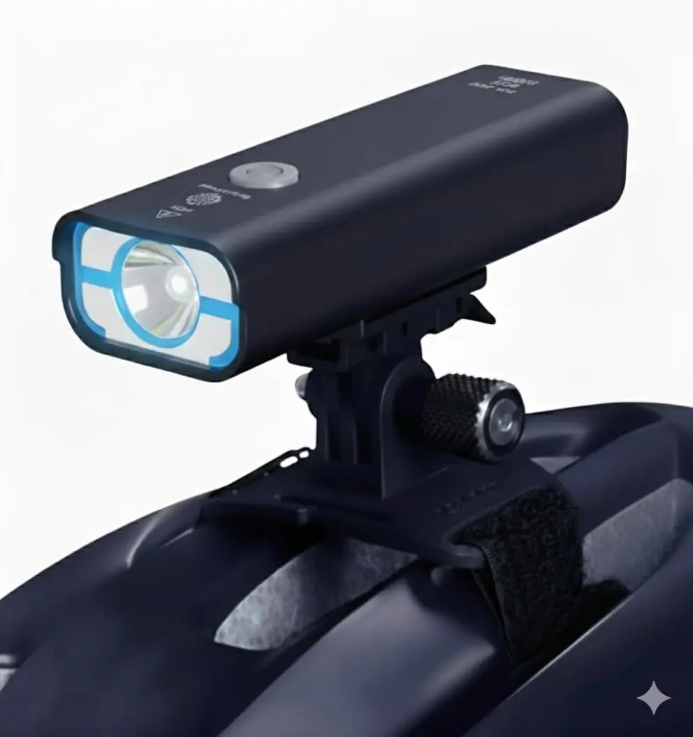 

Bike Helmet Light, 8500 Lumens Rechargeable Front Headlight, 7 Modes, Wide Beam, IPX4 Waterproof, Adjustable Mount Strap