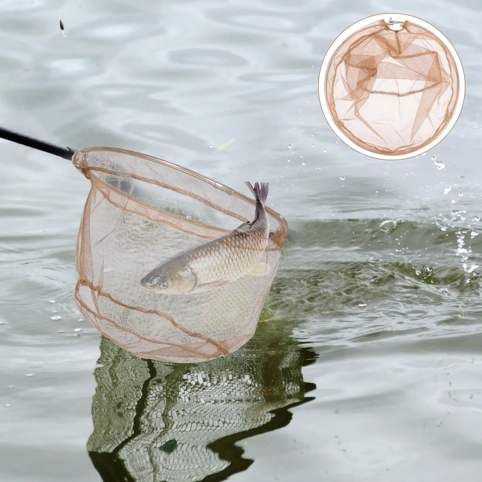 

Detachable Folding Fishing Net Rod Head Stainless Steel Frame High Strength Lightweight Portable for Sea Ocean Ship Freshwater