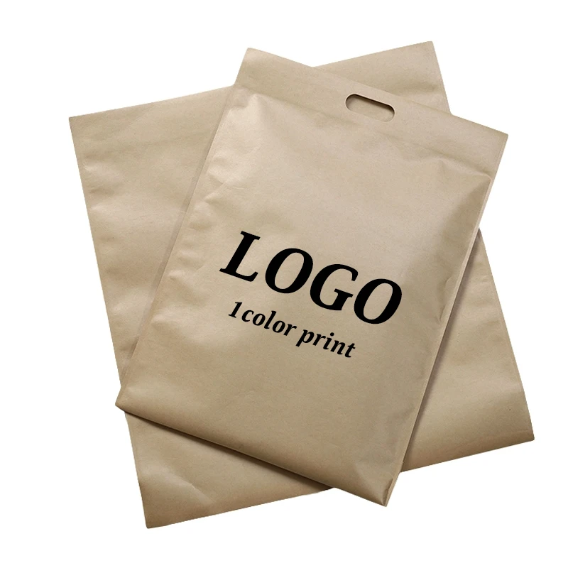 Self-seal Kraft Clothes Packing Bag with Hand for Shop, Waterproof Mailing Bag, New Design, 100Pcs