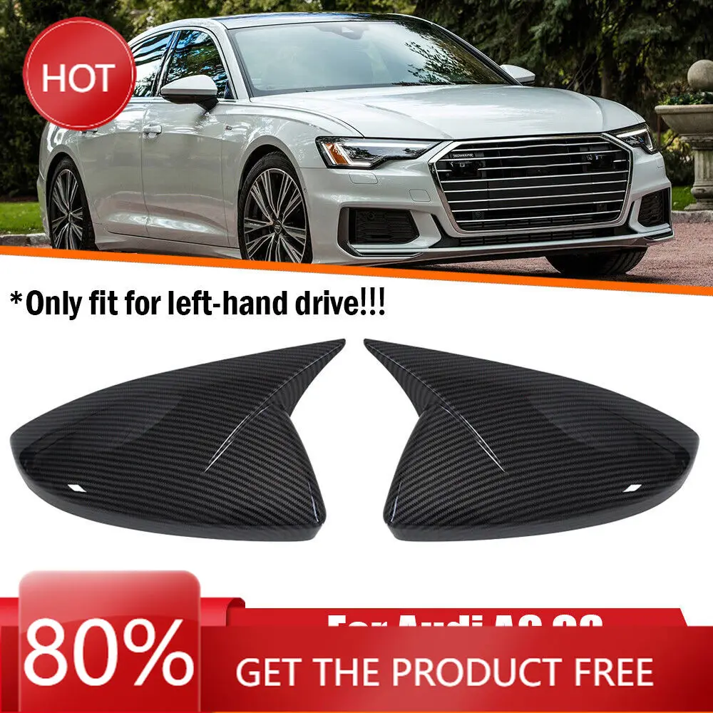 

Чехлы на зеркала для LHD Audi A6 C8 2019-2023, автомобильная наклейка, крышка бокового зеркала заднего вида, крышка крыла, внешняя дверь, чехол заднего вида, отделка автомобиля