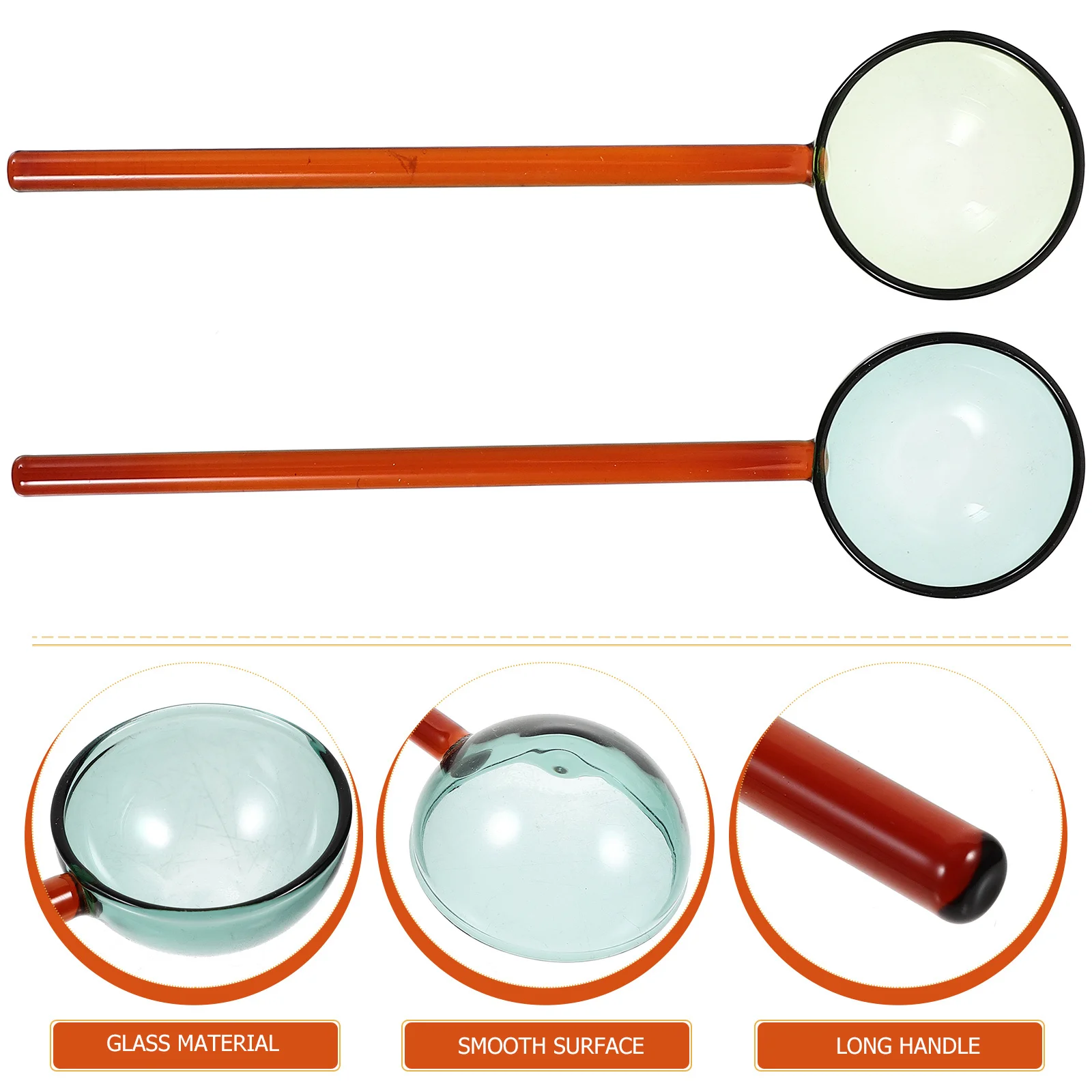 

2Pcs Long Handle Coffee Stirring Spoons Food Grade Glass Heat Resistant Dessert Mixing Spoons Household Kitchen Tools
