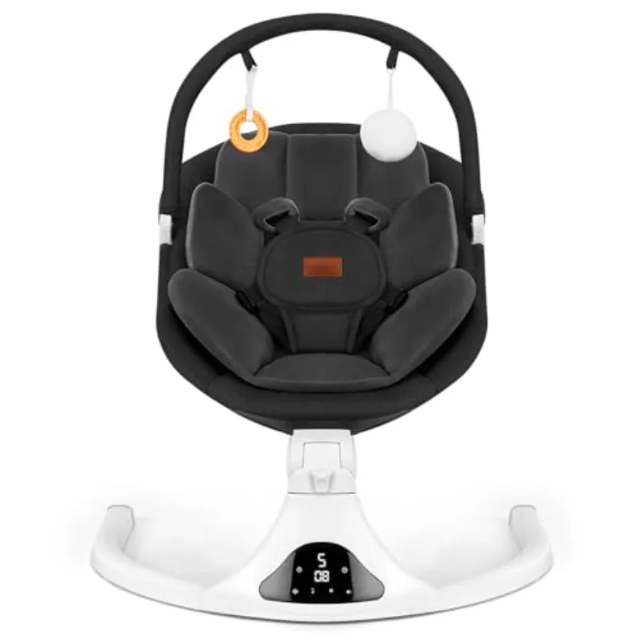 

Electric Infant Swing with Remote Control 5 Speed Adjustable Machine Washable Seat 5 Point Safety Harness Bluetooth Music Porta