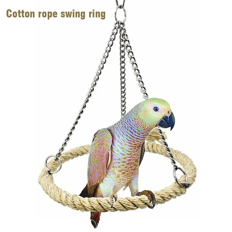 Bird Rope Ring Swing Toys Budgie Cockatiel Hanging Cage Hammock Perch Parrot Toy Bird Toy  Bird Accessories  Pet Toys