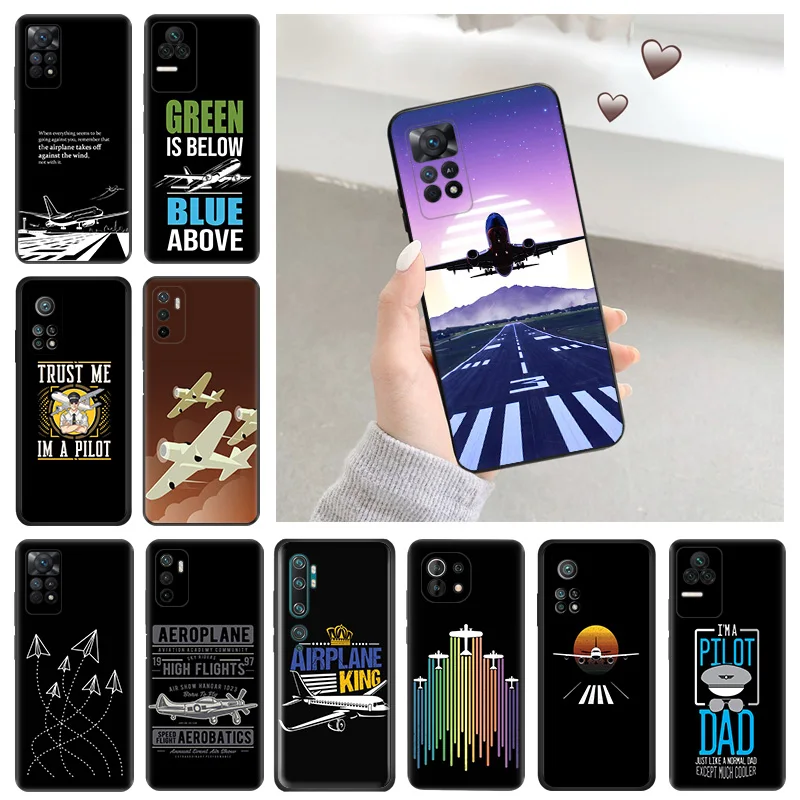 Silicone Soft Phone Case for Redmi Note 11 Pro 5G Note10 11S 10S 10A 10C Airplane Aircraft Take Off Xiaomi 11 Lite 11T 10T Cover