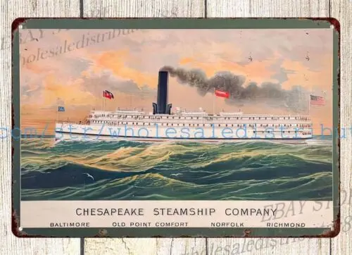 decorative wall accessories Early Chesapeake Steamship metal tin sign