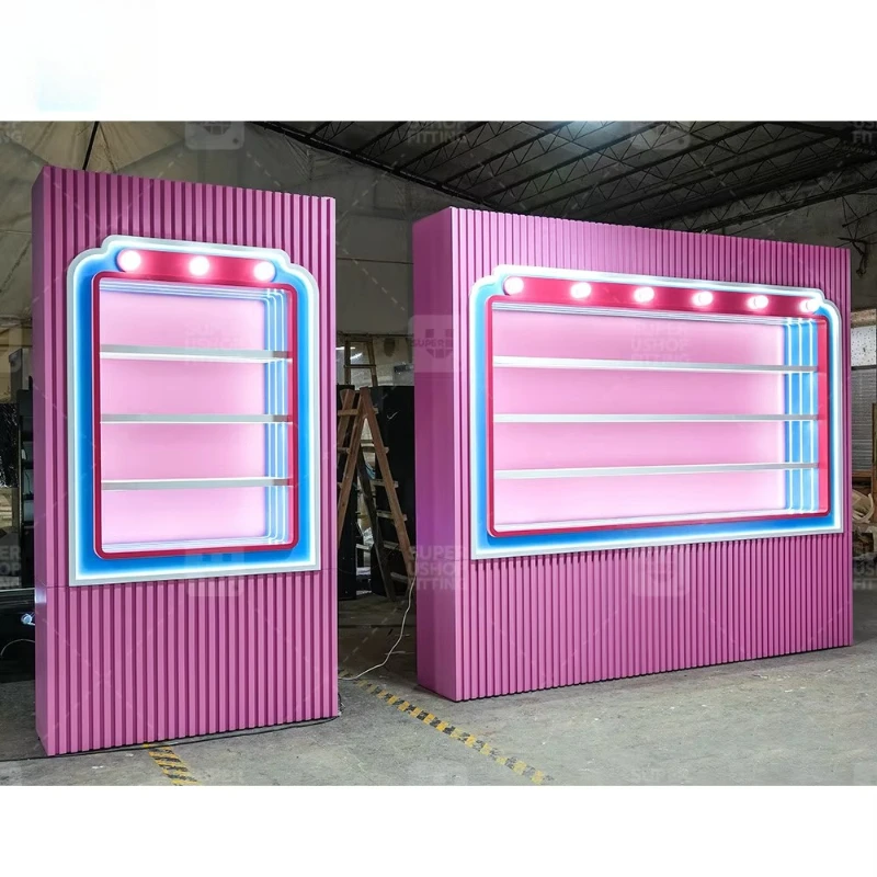 Wall Display Stand Gift Boutique Display Cabinet Led Claw Doll Shop Display Cabinet