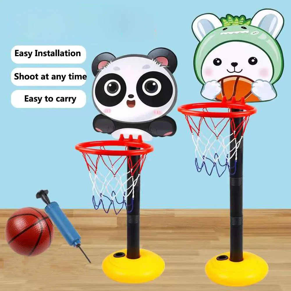 Children Cartoon Creative Animals Basketball Playing Set Outdoor Sport Adjustable Stand Basket Holder Hoop Goal Game Toy For Kid