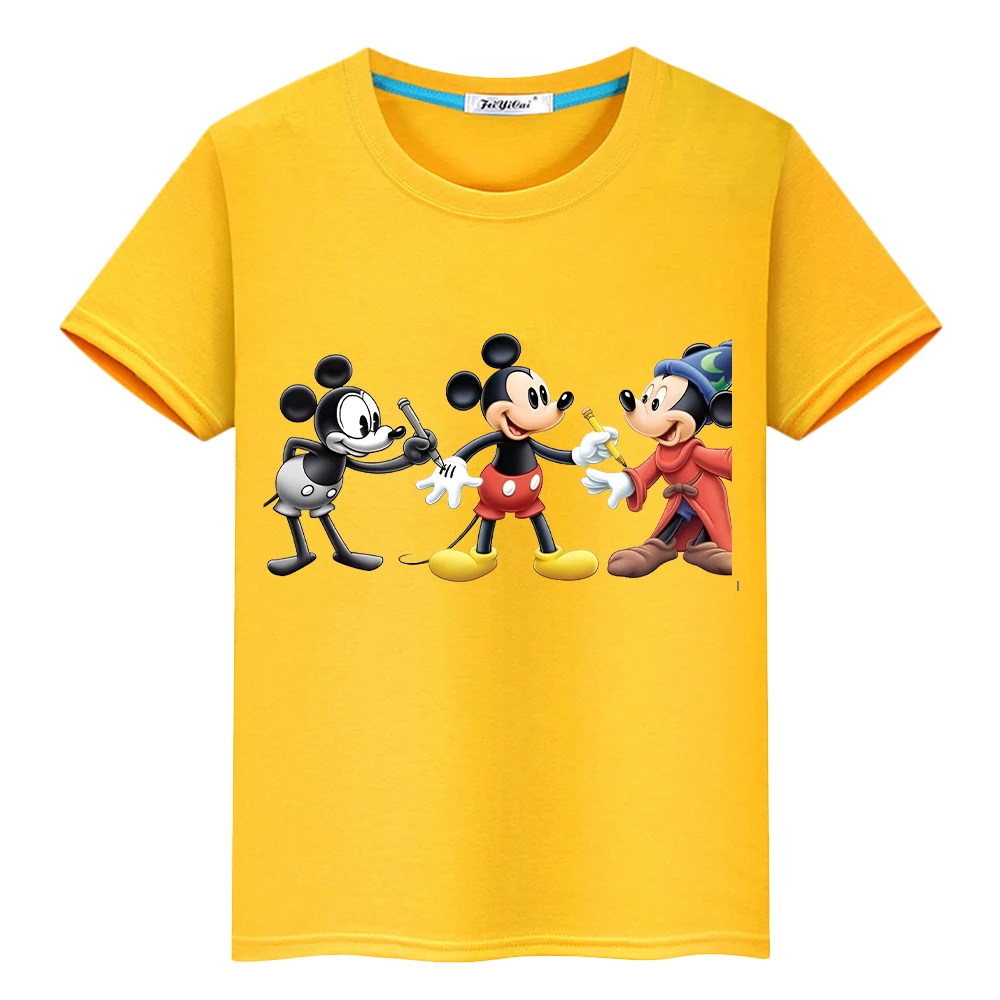 

Disney Kawaii t shirt for kids boy10years Print 100%Cotton Tops y2k one piece mickey mouse anime Short pride tshirt girl clothes