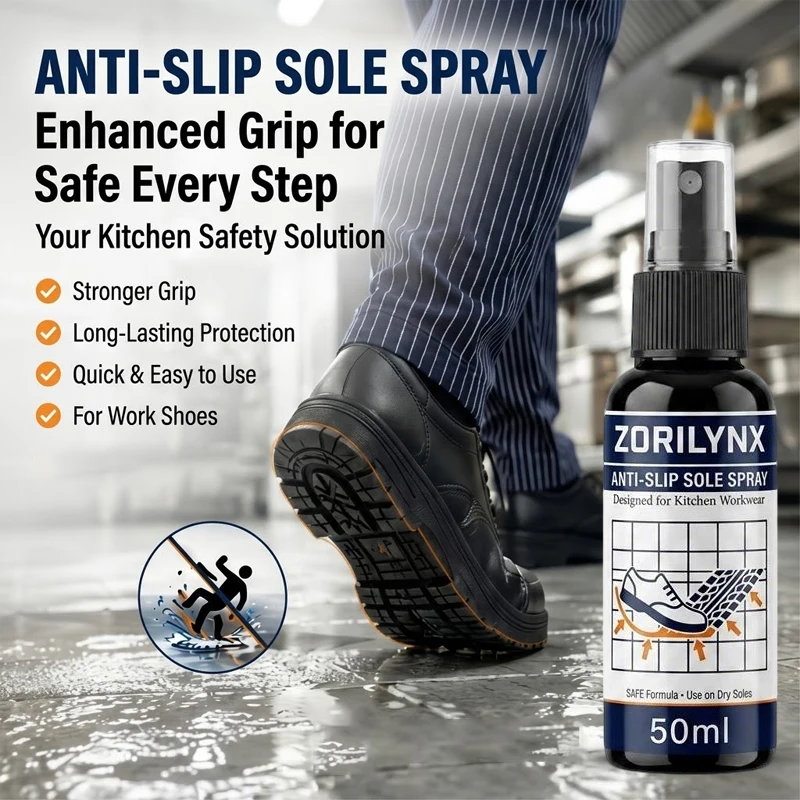 Professional Anti-Slip Sole Spray for Kitchen Workwear High Traction Shoe Enhancer for Slippery Floors and Grease Protection