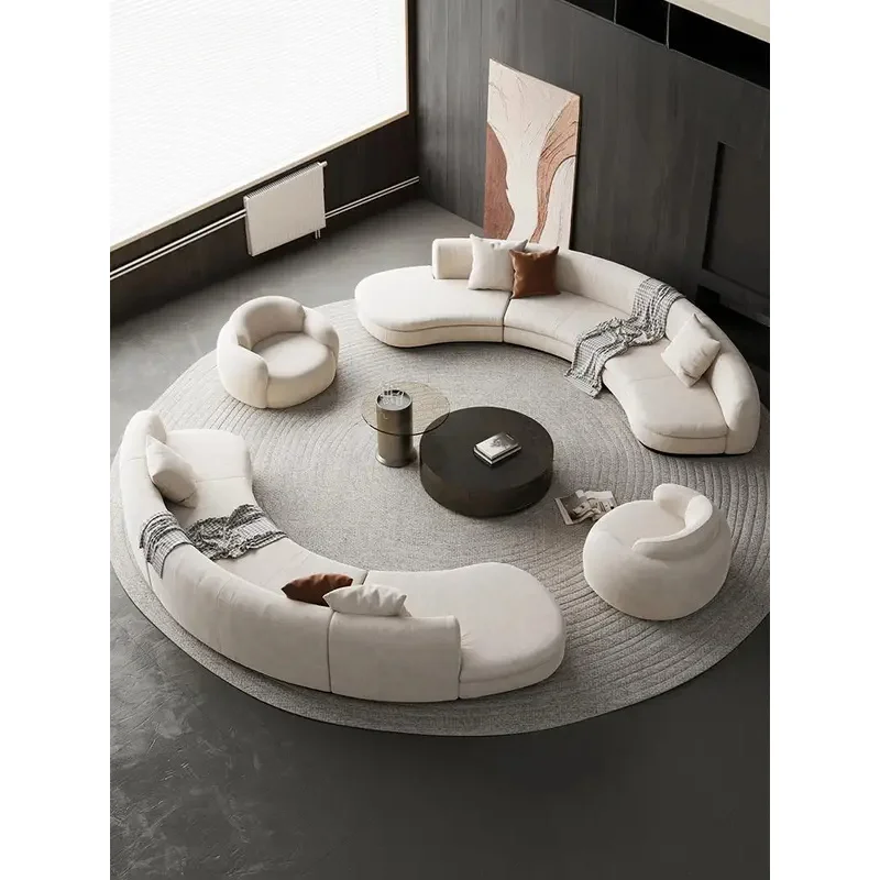 Semicircular curved special-shaped sofa sitting area reception custom beauty salon hotel lobby office business meeting
