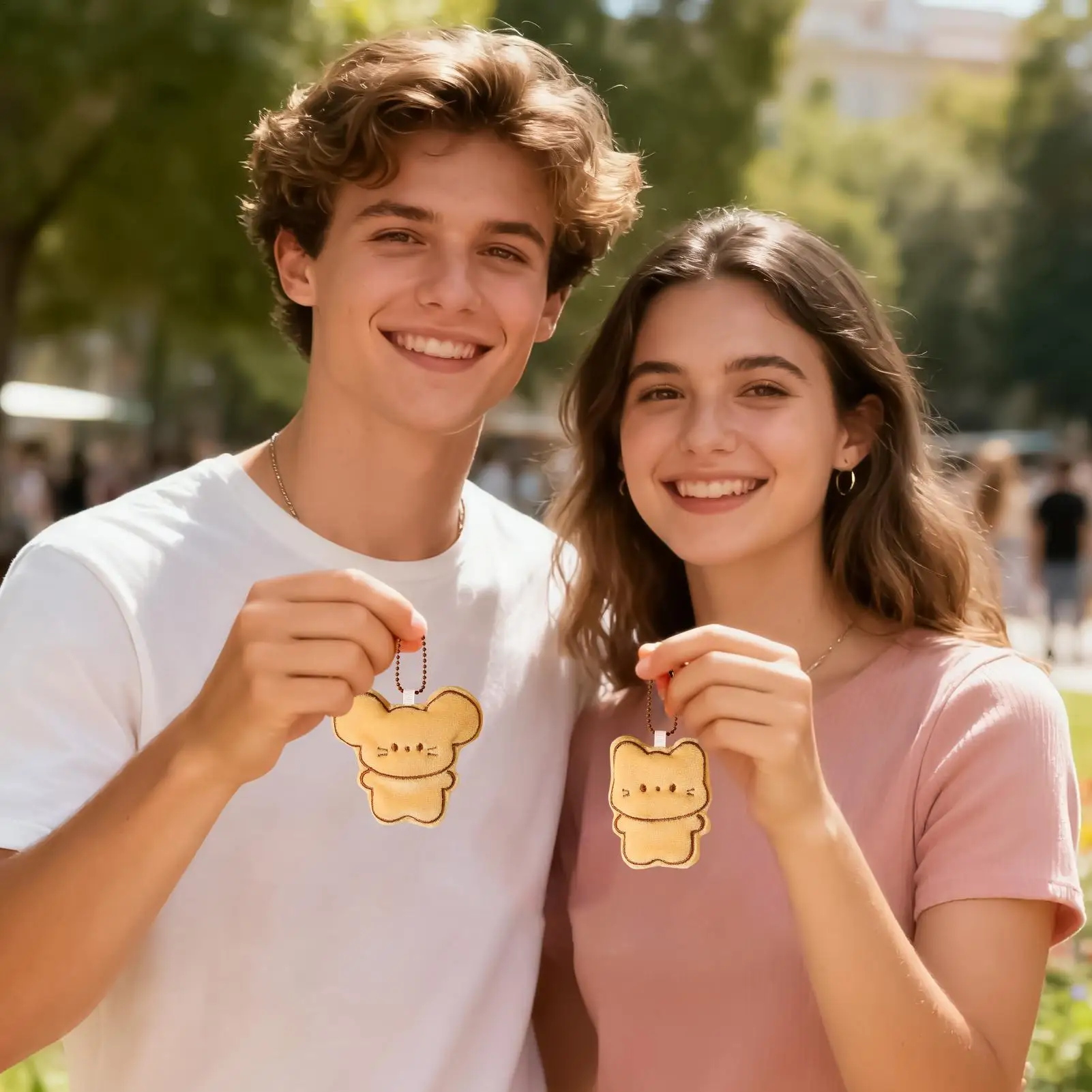 Breloque de sac en peluche, 2 pièces, décoration de clé de voiture, pendentif de sac Portable pour enfants, adolescents, adultes, sacs à dos, portefeuilles