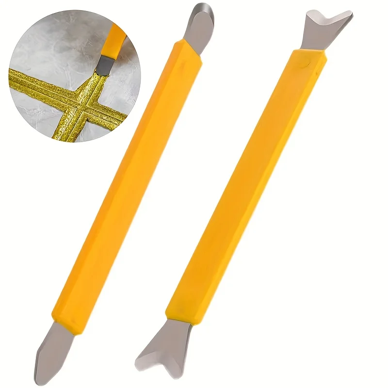 2PC Ceramic Tile Seam Construction Tool Scraper Angle Seam Pressing Rod Grouting Agent Application Tools Steel Seam Pressing Rod