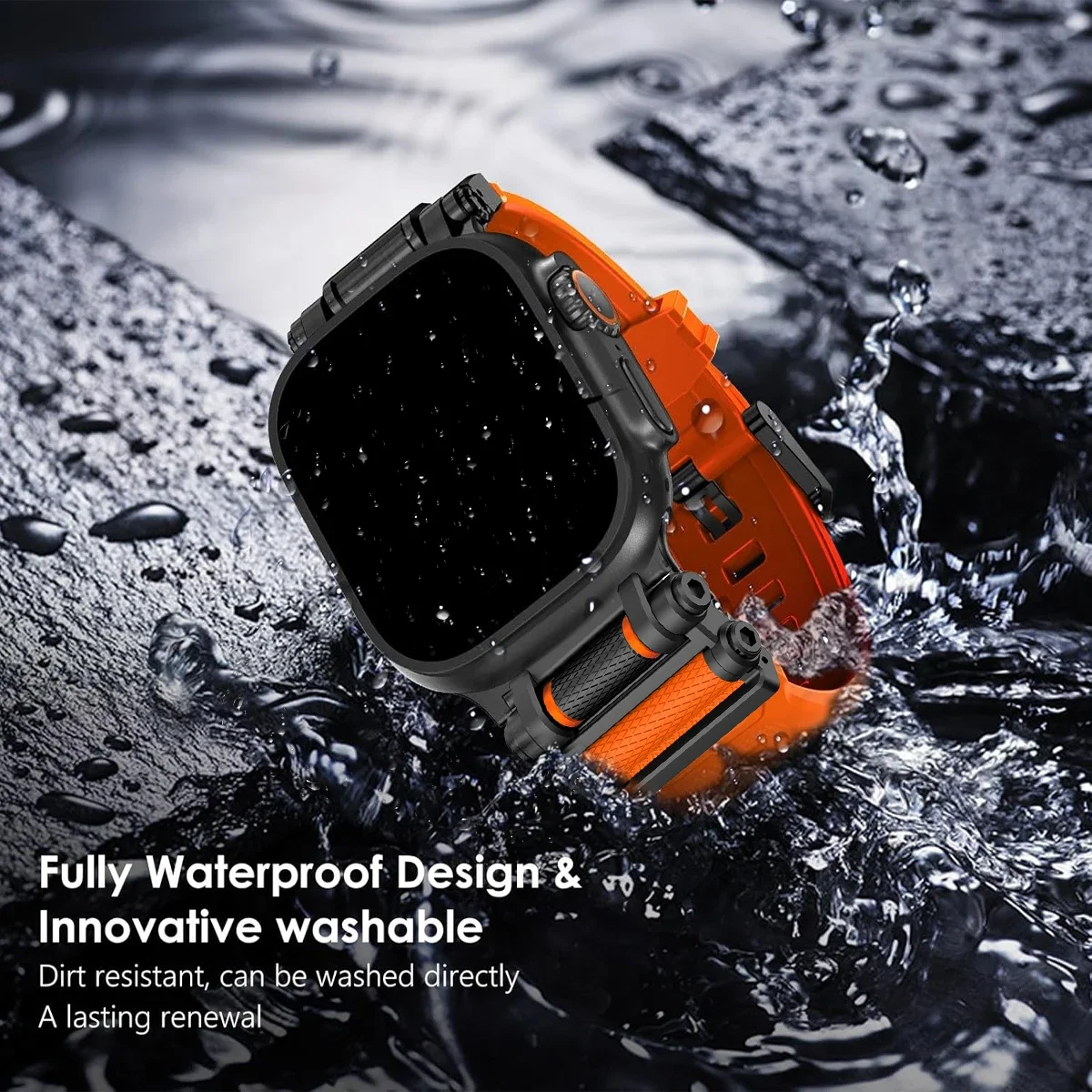 حزام رياضي مطاطي لساعة أبل الترا 2 49 ملم سلسلة 10 9 8 7 Se 6 5 حزام لساعة IWatch Ultra 46 ملم 45 ملم 44 ملم سوار من البولي يوريثان الفاخر