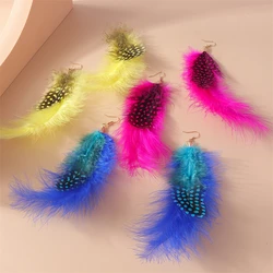 Bohemian Long Exaggerated Feather Drop Earrings for Women Girls Party Festival Jewelry Gifts