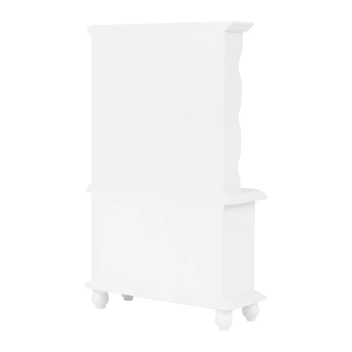 

Mini House Furniture Wooden Bookcase White Traditional Design 3 Shelves 4 Drawers 2 Cabinets Brass Handles for 1 12 Scale