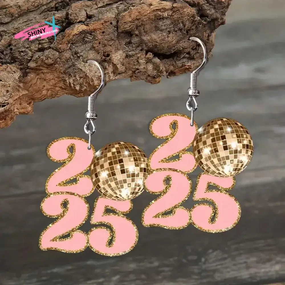 

Digital Number 2025 Dangle Earrings Personalized Acrylic Geometric Hanging Earrings Stars Hollow Letter Number Figure Earring