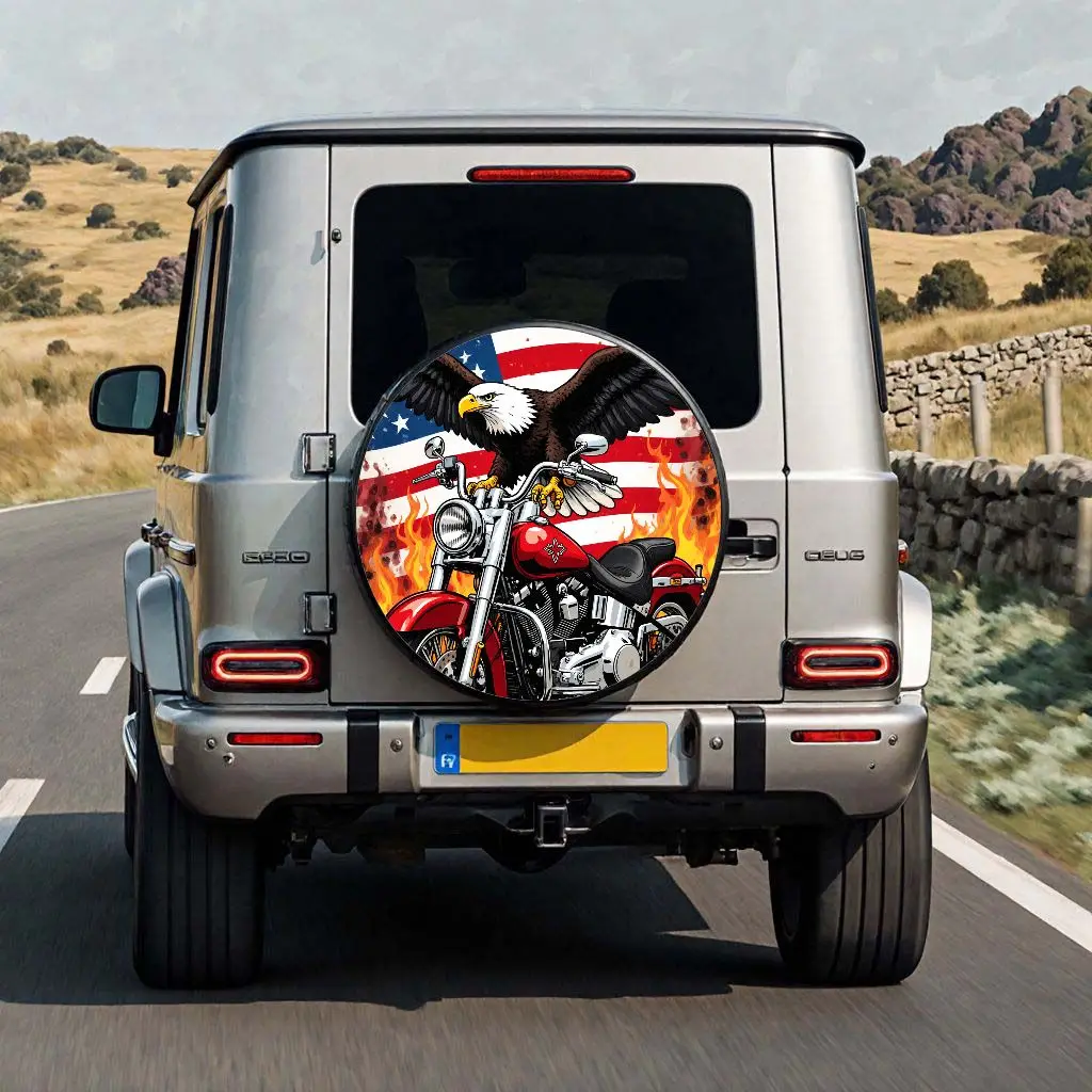 

Чехол для запасного колеса Eagle Motorcycle с американским флагом, защита для внедорожного колеса