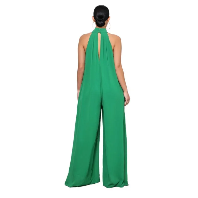 2024 Women Summer Sleeveless Chiffon Commute Loose Jumpsuits Fashion Elegant Solid Jumpsuit Female Party Club Jumpsuits Outfits