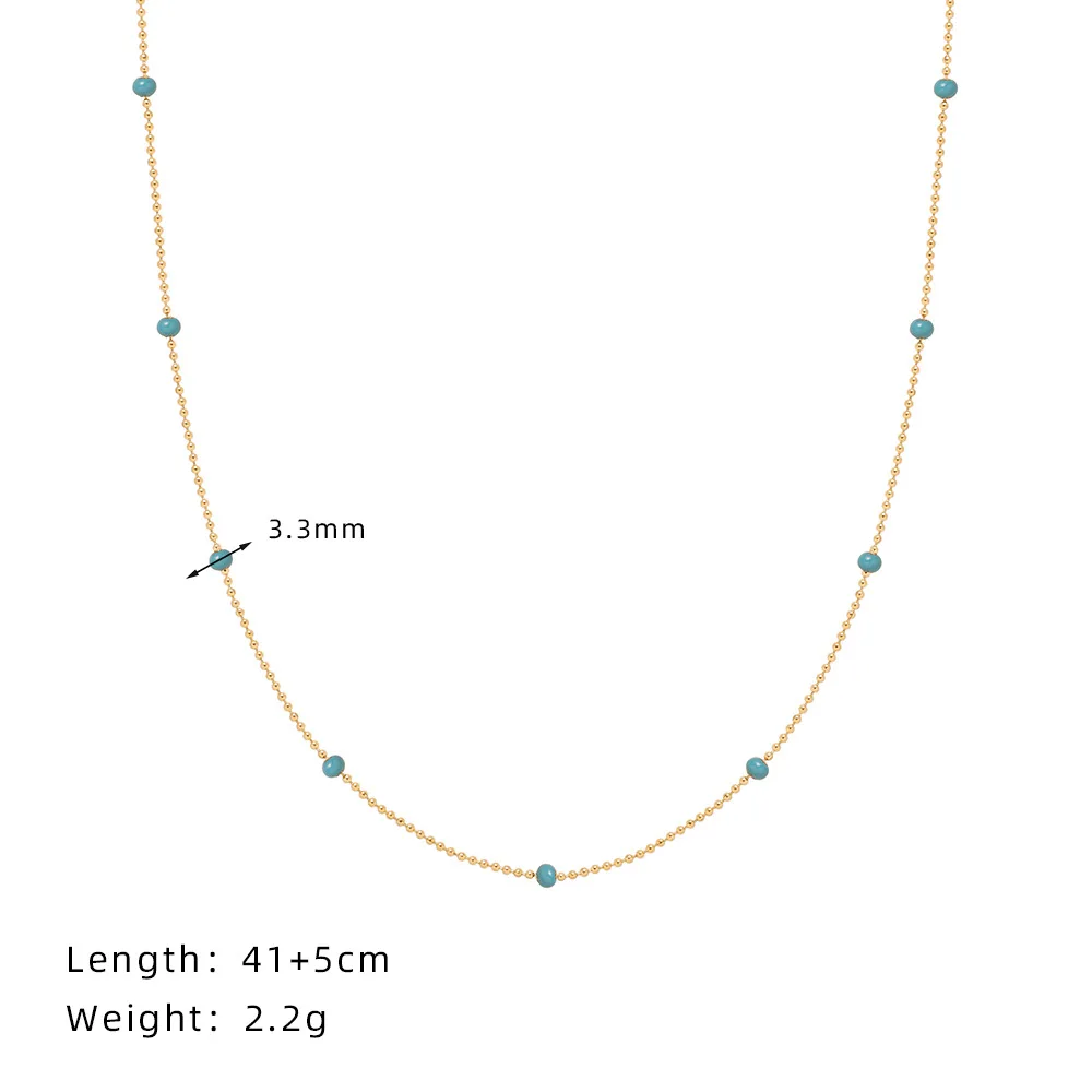 Trendy Blue Oil Droplet Chain Necklace for Women Gold Color Stainless Steel Waterproof Collar Neck Jewelry Gala Gift