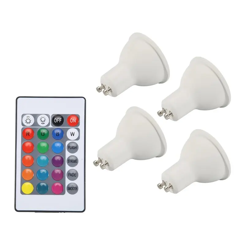 

A92P 4Pcs Gu10 Bulbs And 1Remote Control With Memory Function 17Colors Changeable Spot Ligh 4Dynamic Lighting Modes Spotlight