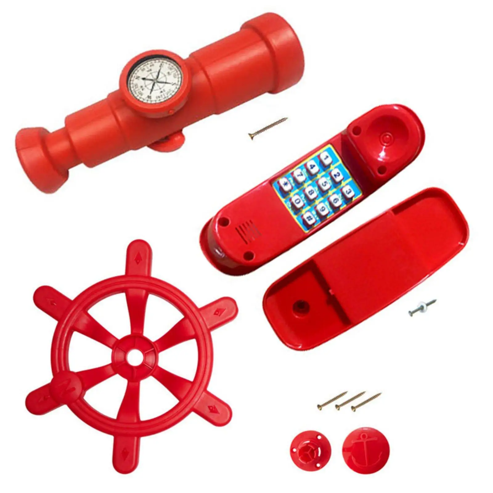 Steering Wheel and Telescope Set Sturdy Construction Playhouse Toy Attachment