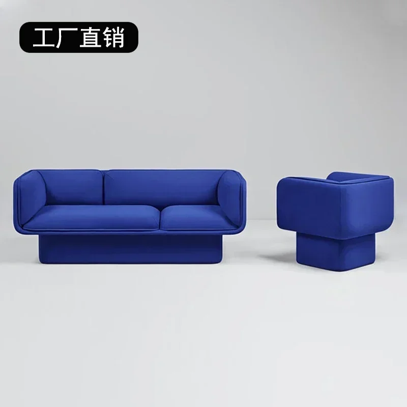 Creative Villa Showroom Living Room Single-Seat Sofa Chair Simple Modern Modern Design Exhibition Three-Person Blue Sofa