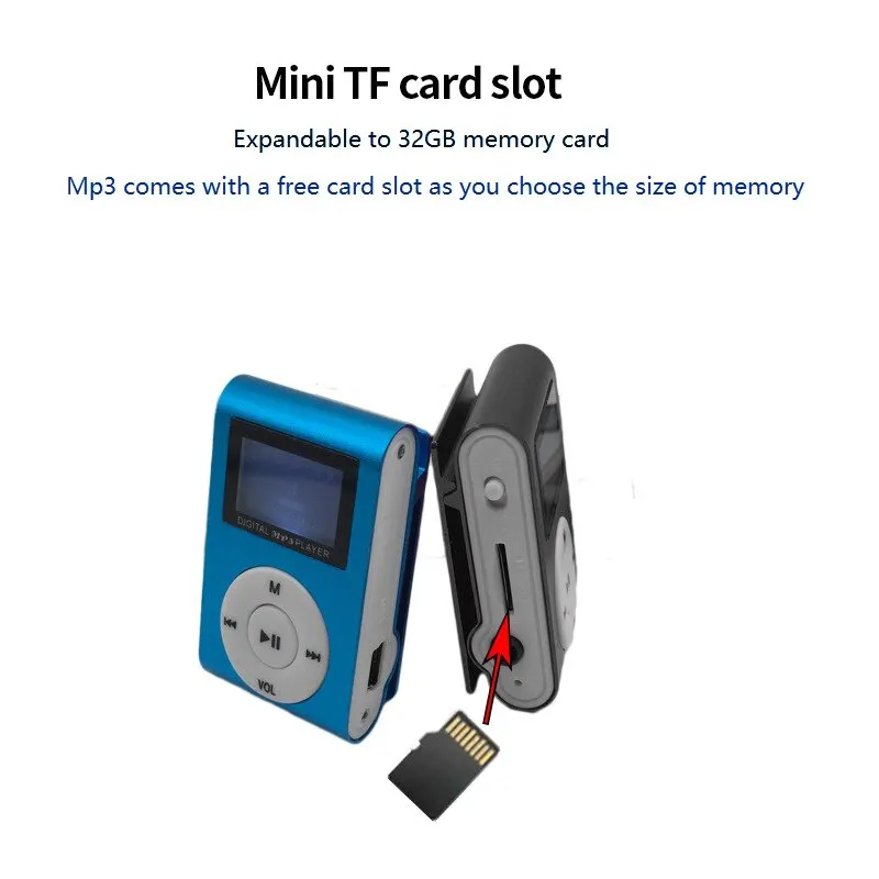 Metal Clip with Screen MP3 Music Player Mini Portable Clip MP3 Student Walkman MP3