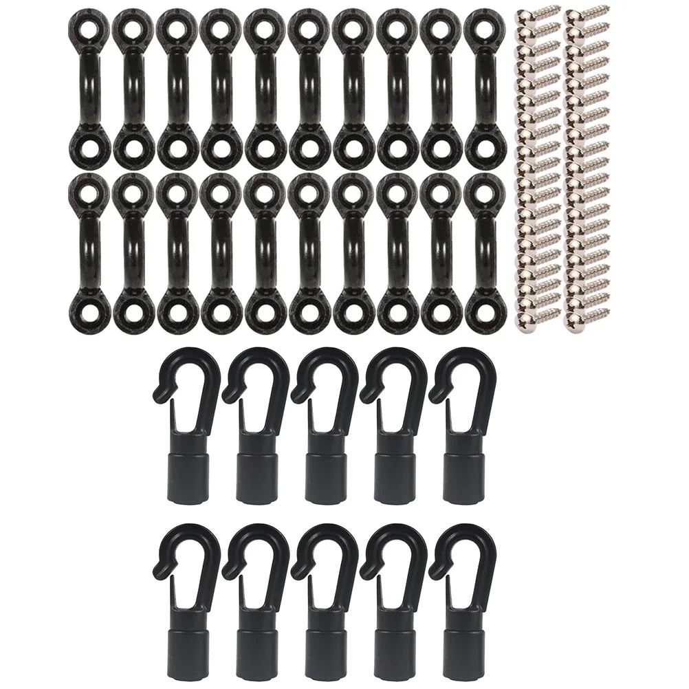 

10 Buckles with Screws 10 Elastic Hooks Sturdy Nylon Kayak Canoe Boat Accessories Lightweight Durable Outdoor Gear Rope