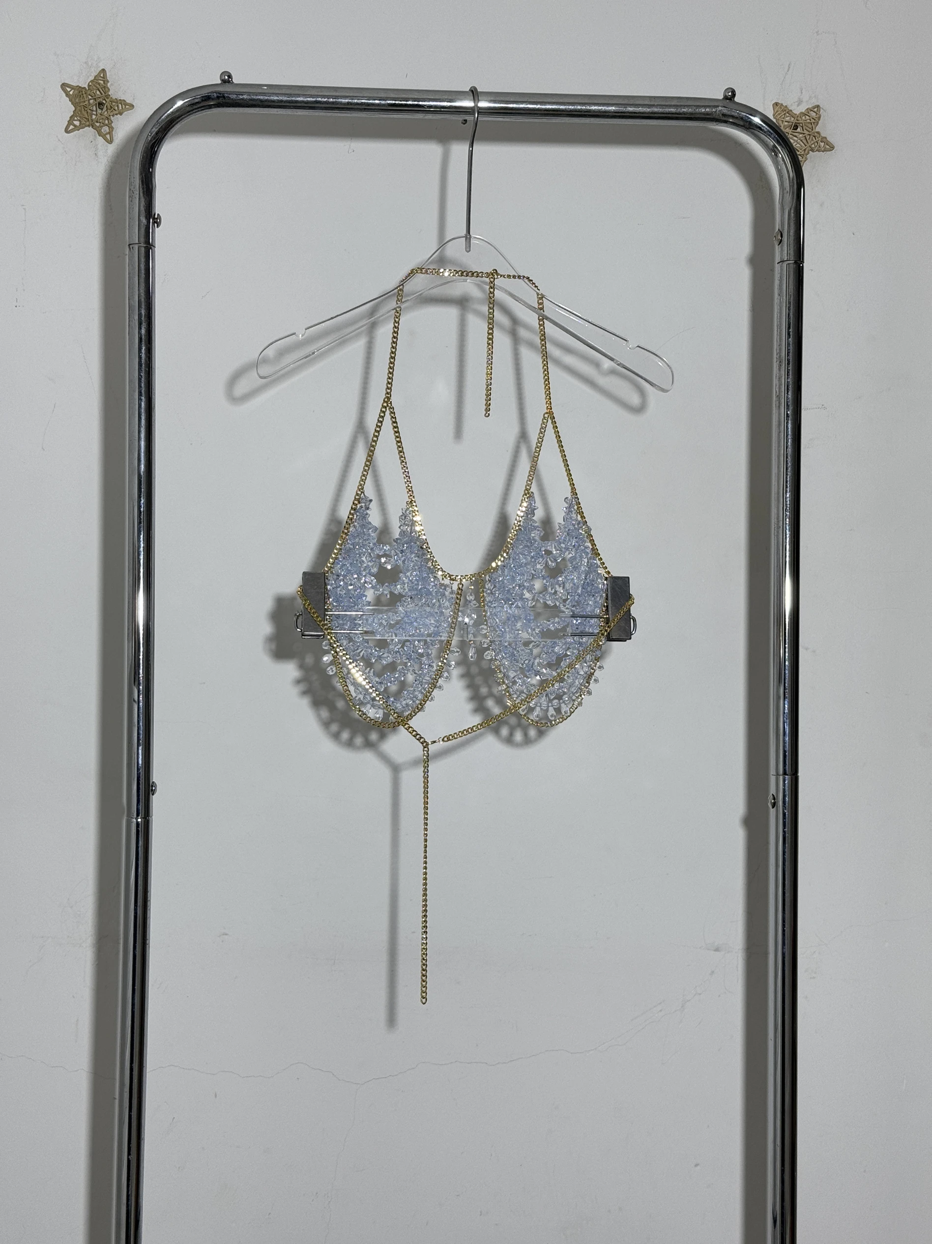 2025 Sexy corsé cuerpo cadena Spice Girl sirena Bikini disfraz espalda descubierta cuello piedra moldeado Bustier encantos