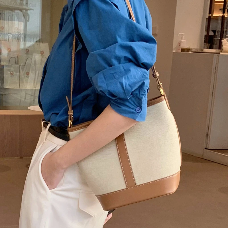 Patchwork Bucket Bag Purses And Handbags Luxury Designer Bags For Women 2023 New Fashion Composite Bag Shoulder Crossbody Bag