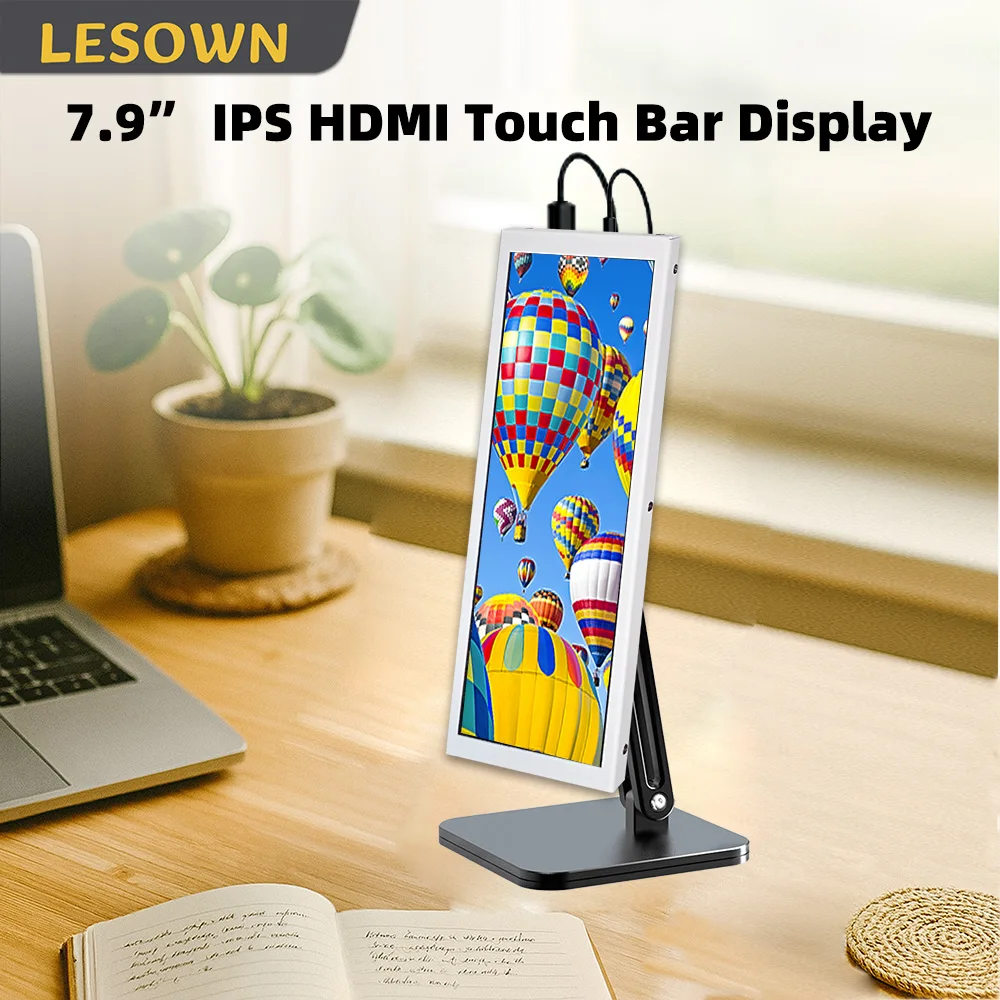 LESOWN 7.9-Inch Horizontal Display  400x1280 LCD Rectangular Monitor Portable Display IPS External Screen for PS5 Laptop PC