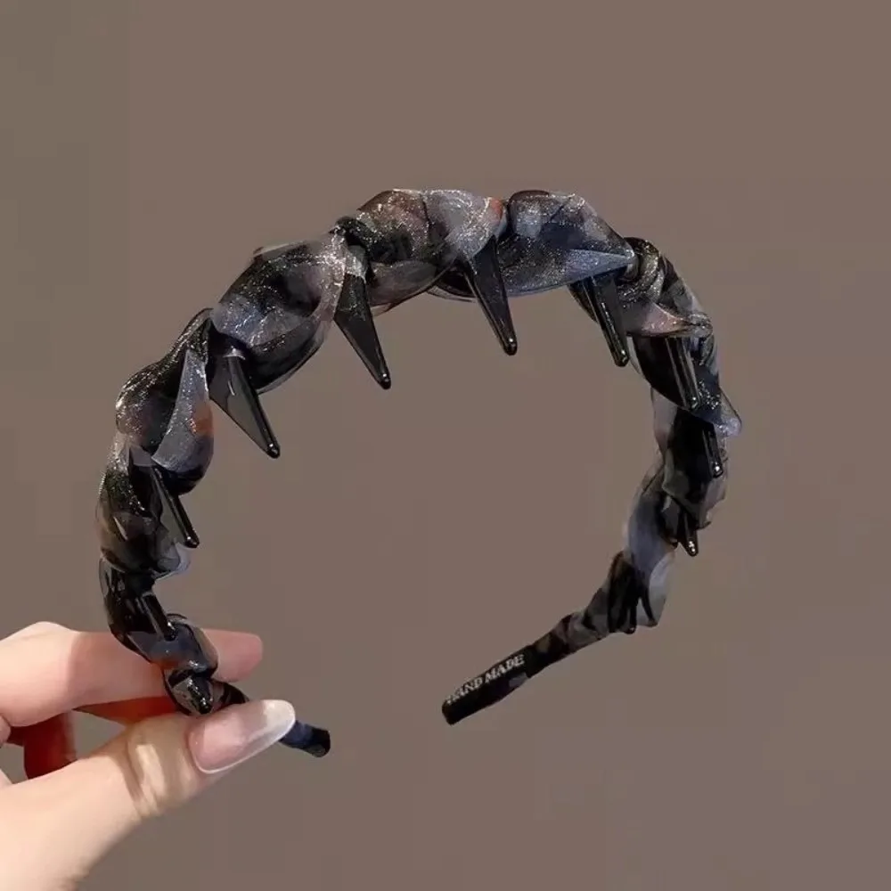 

Sweet Lace Mesh Hairband Pleated High Cranium Hair Comb Toothed Non-slip Hair Accessories for Women Girls