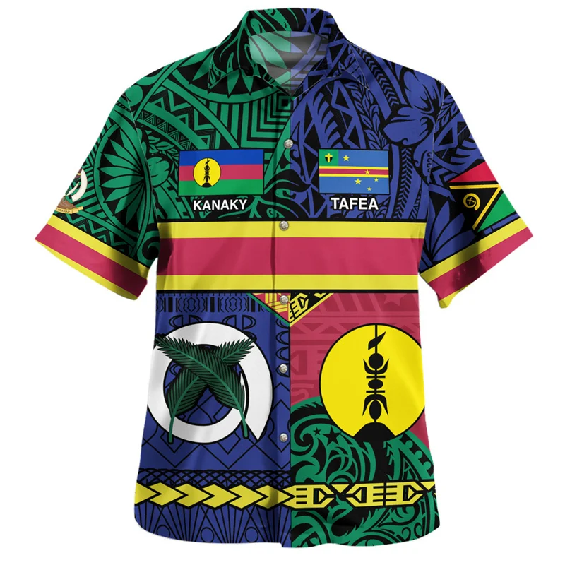 Summer Harajuku 3D The Republic Of Vanuatu National Flag Printing Shirts Men Vanuatu Emblem Graphic Short Shirts Fashion Blouses