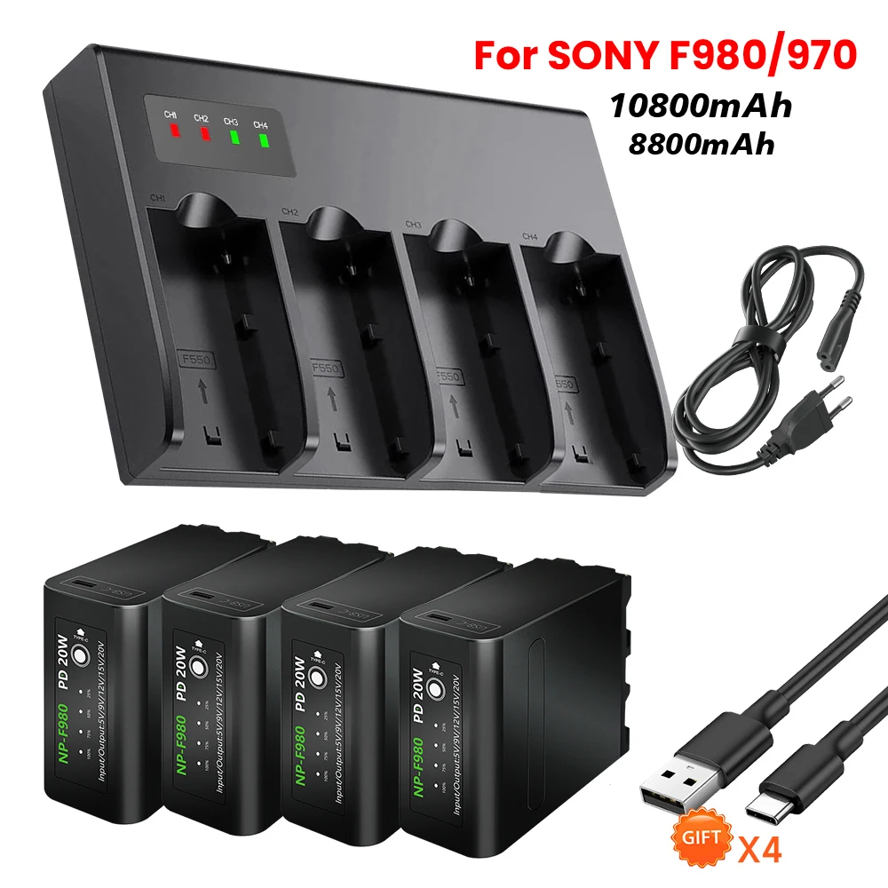 

PALO NP-F980 NP-F970 NPF960 NP F970 Battery with USB Charge Output for Sony PLM-100 CCD-TRV35 MVC-FD91 MC1500C LED Video Light