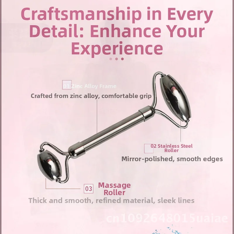 Vara de beleza de rolo de metal de ponta dupla, levantamento facial, bastão de massagem de aço inoxidável para aperto da pele e anti-envelhecimento