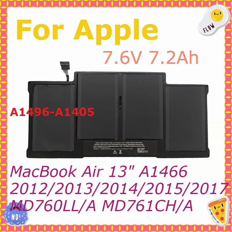 

A1496-A1405 7.6V 7.2Ah Laptop Battery For Apple MacBook Air 13" A1466 2012/2013/2014/2015/2017 MD760LL/A MD761CH/A Laptop Parts
