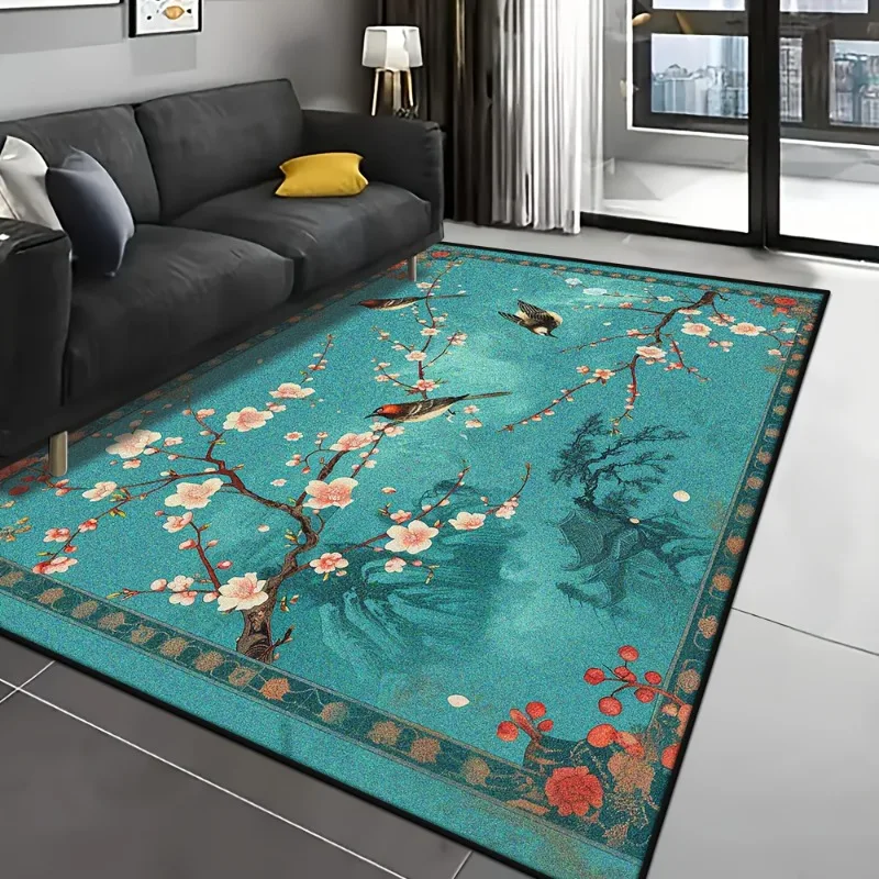 

Chinese Style 3D Carpet Simple Bedroom Bedside Living Room Sofa Table Area Rug Anti-slip Soft Floor Mat Entrance Doormat
