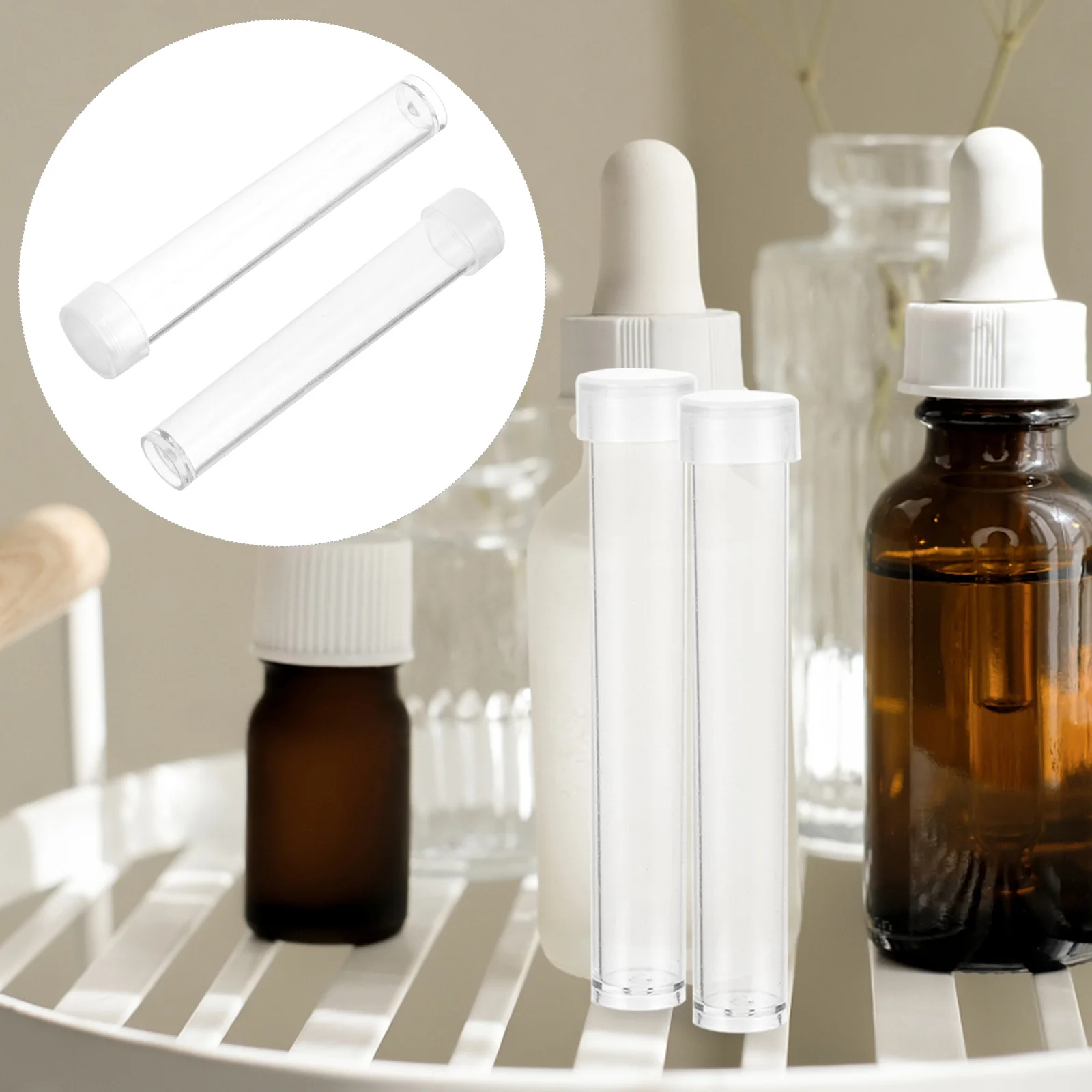 100pcs Clear Test Tubes Leak-Proof Portable Storage Small Vials For Beauty Liquid Scientific Experiments Bead Storage