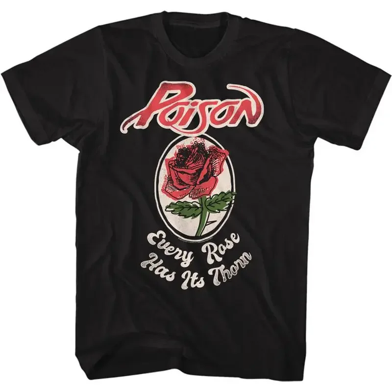 80S Retro T Shirt Every Rose Heavy Metal Music Band New Black Cotton