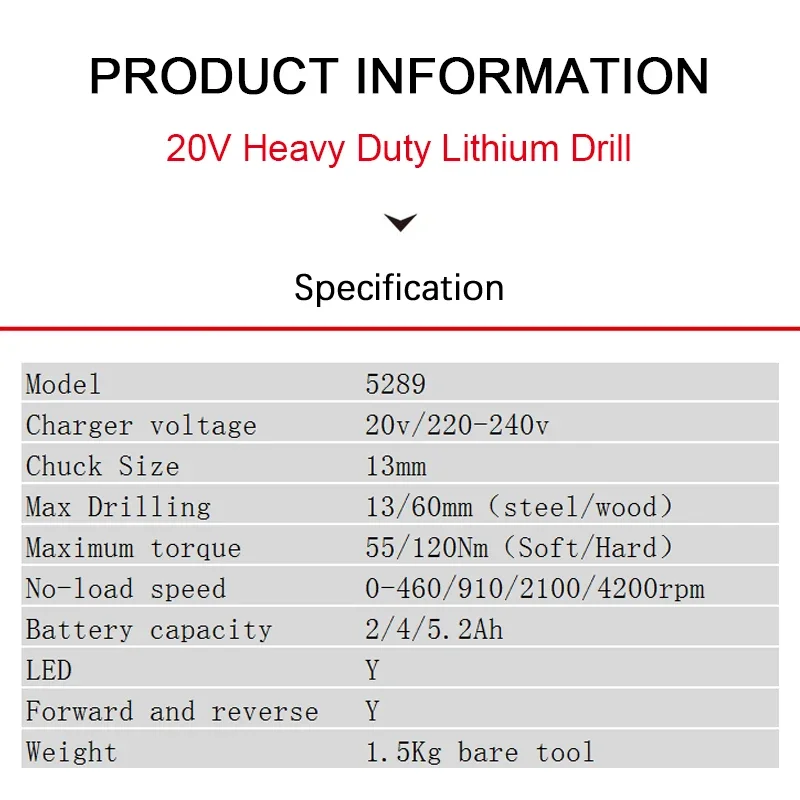 DEVON 20v Cordless Drill Brushless Motor Heavy Duty 5289 Max 120Nm 4200rpm 4 Speed Adjustable Industrial Share Flex Battery