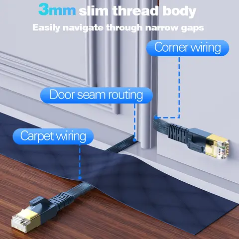 CAT8 ईथरनेट केबल 40Gbps फ्लैट नायलॉन ब्रेडेड नेटवर्क लैन कॉर्ड पीसी मॉडेम लैपटॉप PS 5 राउटर RJ45 केबल ईथरनेट कैट 8 के लिए 8 best sales बिल्ली 8 - №7