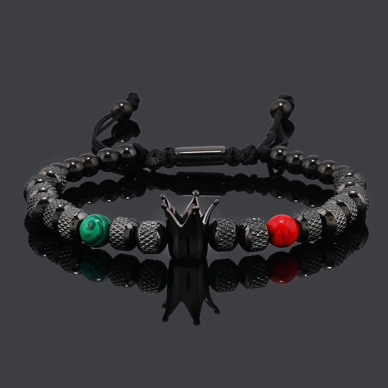 Luxury Crown Charms Stainless Steel Beads Man Bracelet Women Hand Jewelry Couple Gift