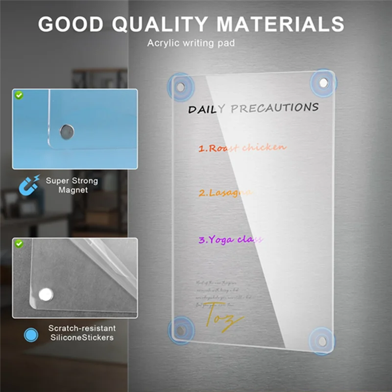 Dimensional Magnetic Transparent Acrylic Weekly Plan Notes Message Board Erasable DIY Magnetic Refrigerator Sticker-POS