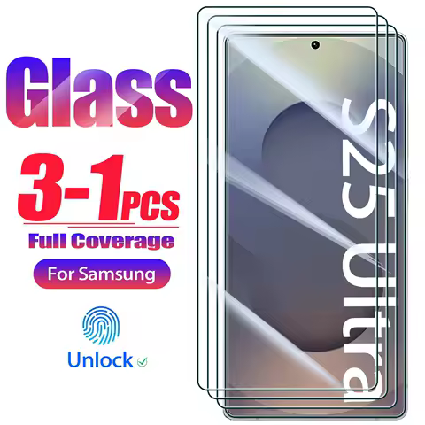 3-1Pcs Tempered Glass For Samsung S25 S24 S23 S22 Plus Ultra S20 S21 FE HD Screen Protector For Samsung Galaxy S24 Ultra