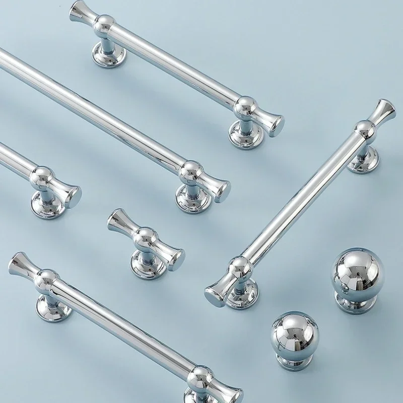 Massiver Messinggriff in Glänzendem Silber, Küchenschrankgriffe in Tropfenform, Schrank-, Kommode- und Schubladenknöpfe, Möbelbeschläge – Detail 7