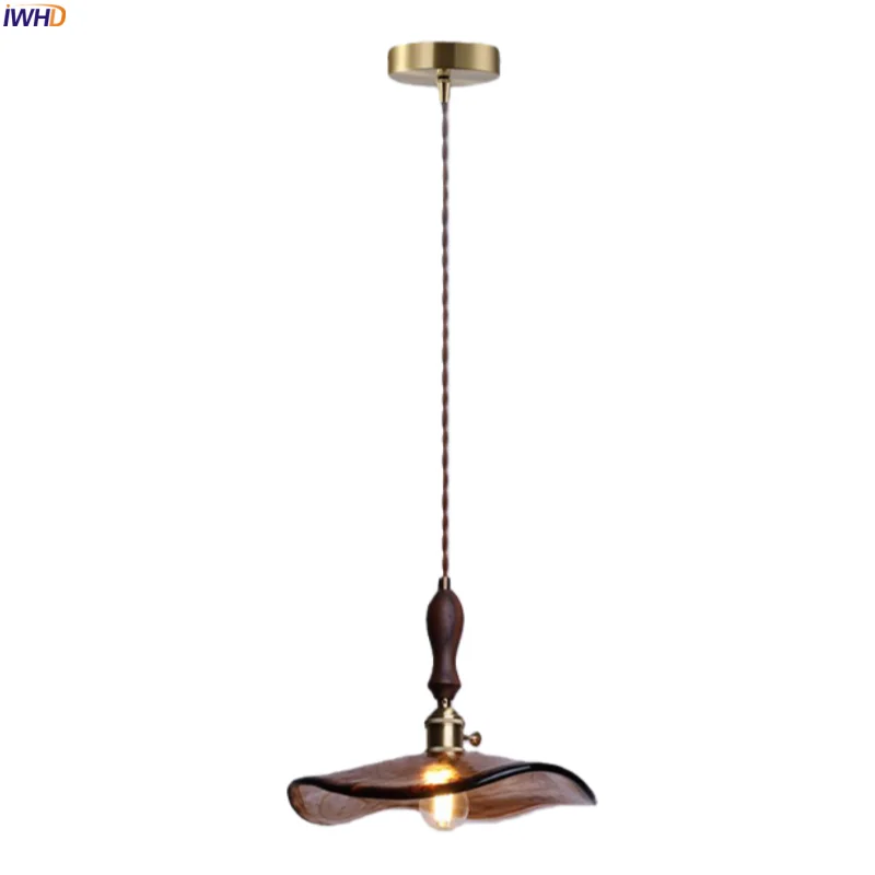 

IWHD Amber Alien Glass LED Pendant Lamps For Bedroom Living Room Cafe Home Decor Mid Century Modern Hanging Light Hanglampen