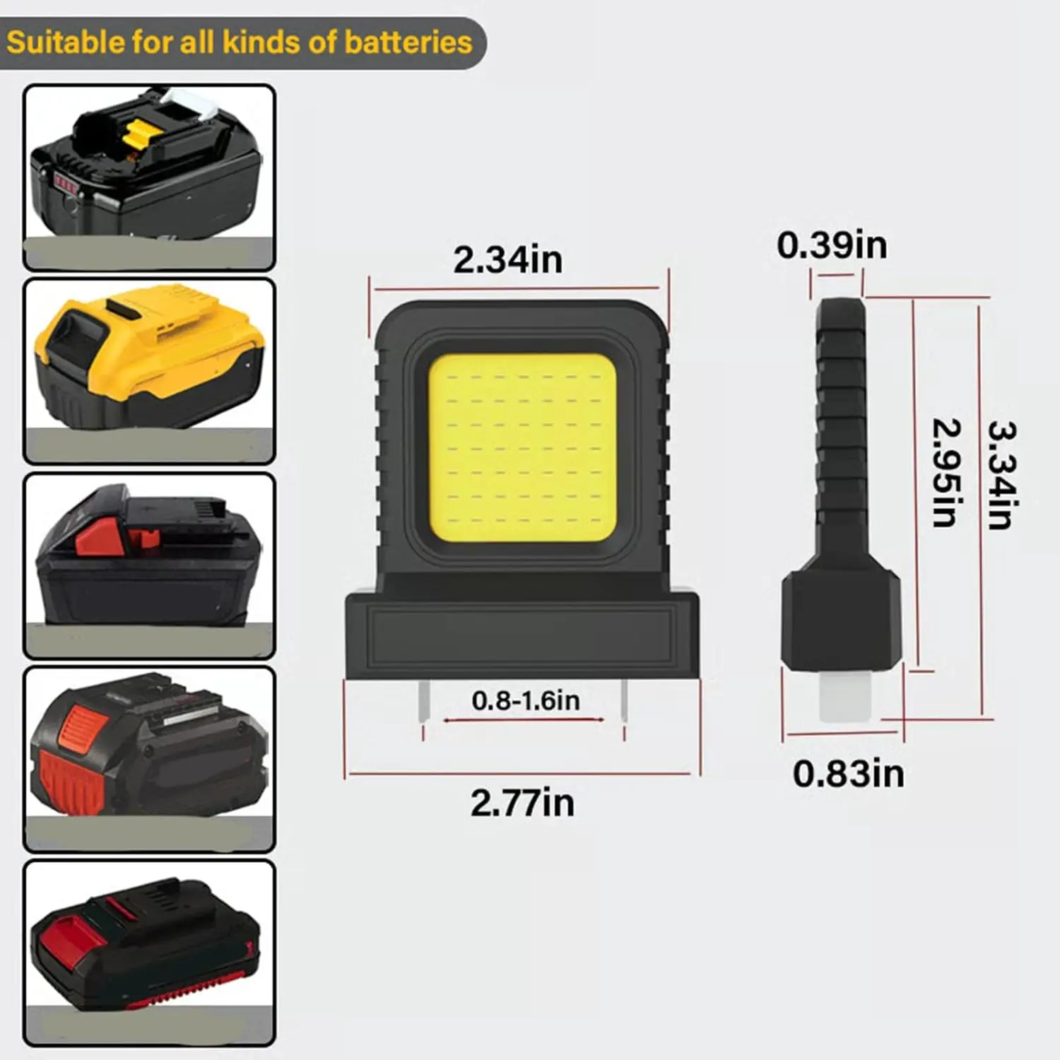 Power Tool Accessories LED Work Light for Makita for Milwaukee for Dewalt for Bosch for Dayi Lomvum Zhipu 18V-21V Li-ion Battery