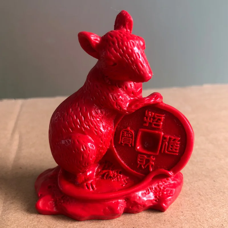 Natural cinnabar red rat to report auspicious natal year, auspicious rat feng shui indoor phase