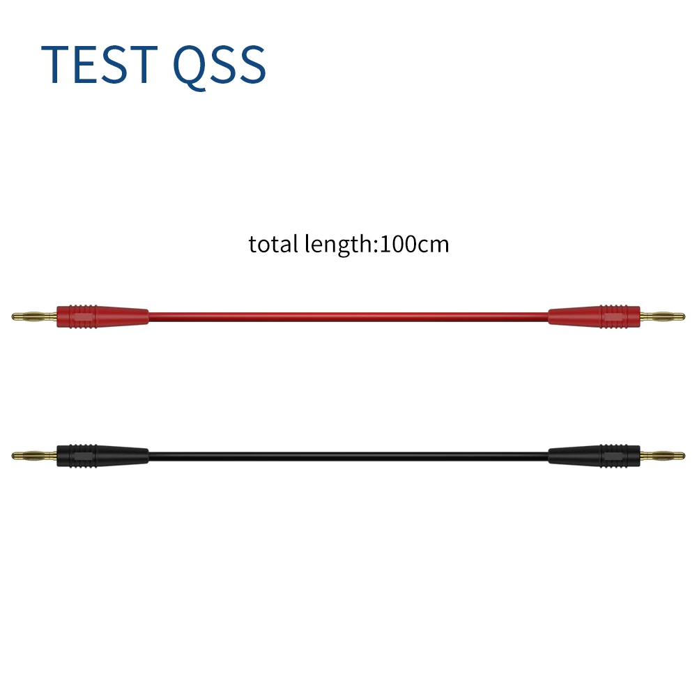 QSS 2 mm vergoldeter Bananenstecker, Multimeter-Messleitung, Dual-Bananenstecker, Draht, Testkabel für elektrische 100 cm, Rot, SchwarzQ.70002